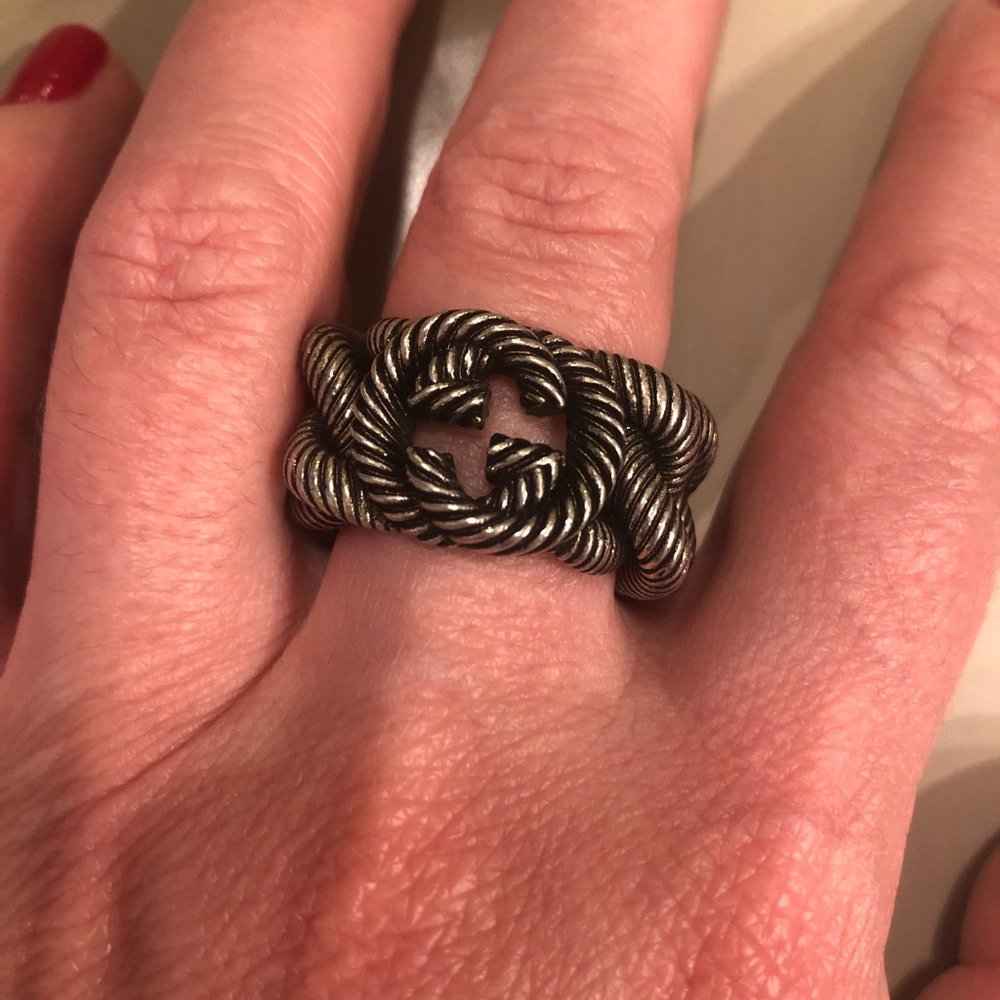 Gucci Silver Ring with Interlocking GG NEW IN BOX - Picture 2 of 5